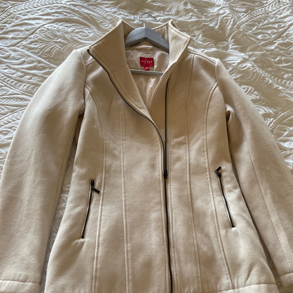Guess size small white fur jacket